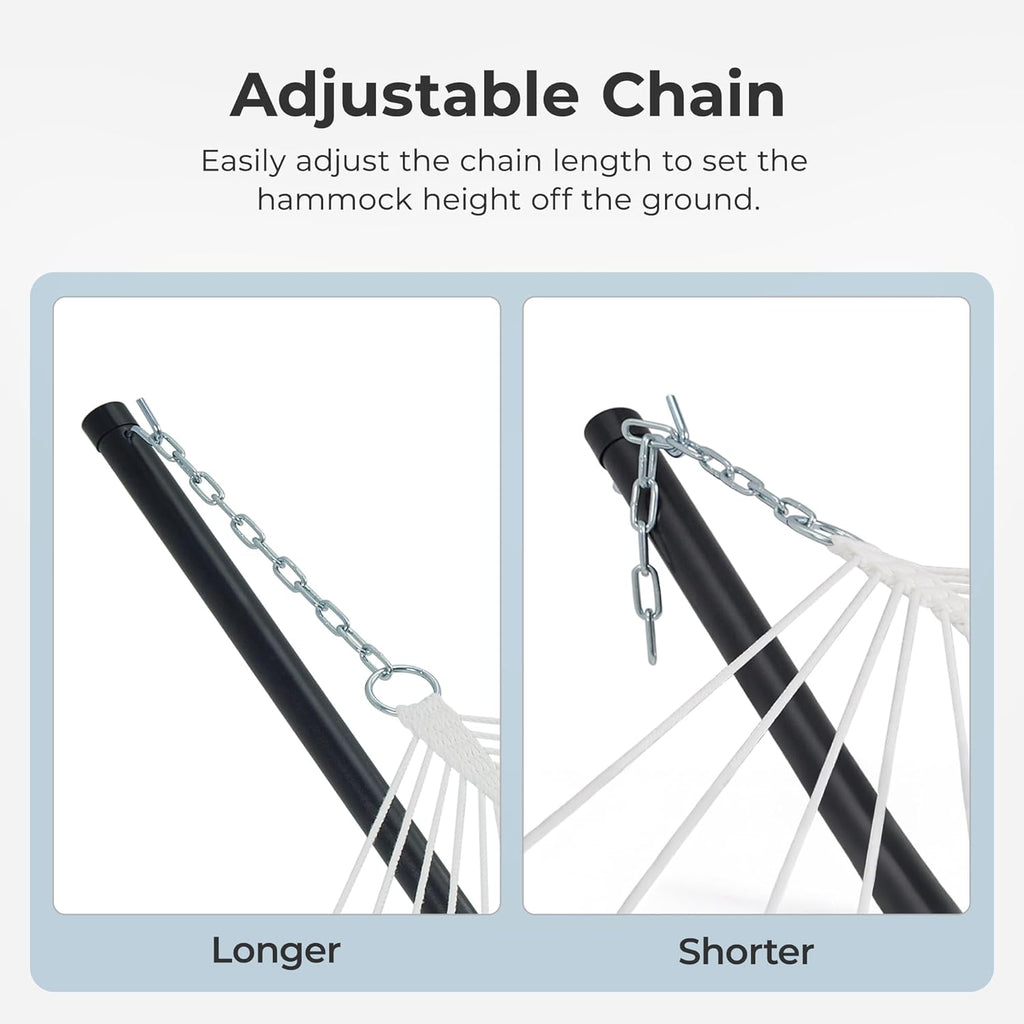 12ft Double Hammock with Stand, Rope Hammock for 2 Person, Detachable Hammock Bed and Pillow, Portable, Anti-Tip