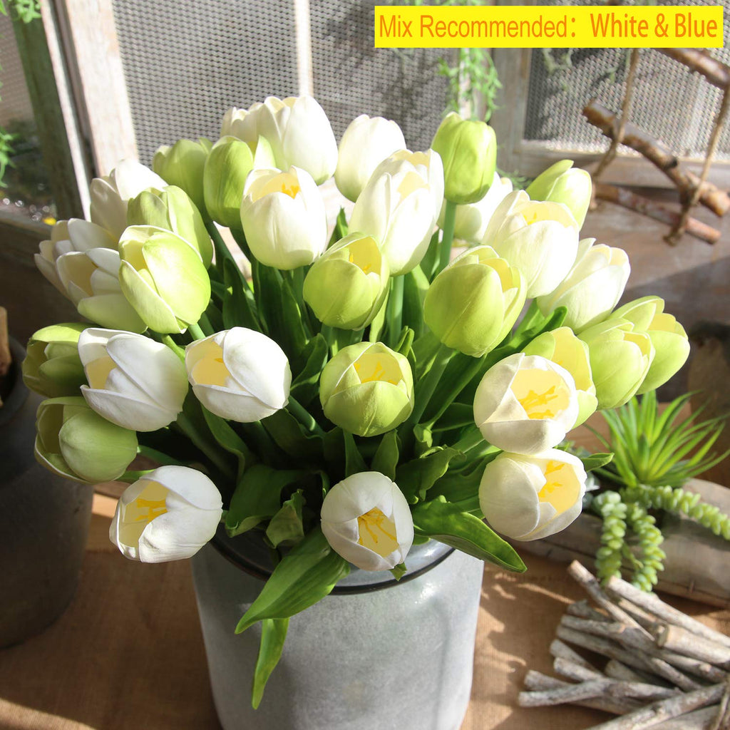 12pcs Artificial Tulip 20 Inch Long Stem Artificial Flower Real Touch Tulipa for DIY Wedding Bridal Bouquet Home