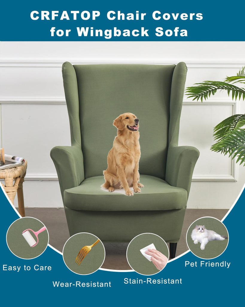 Wingback Chair Covers Green Armchair Slipcovers