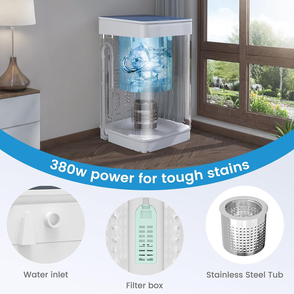 Portable Washing Machine and Dryer Set, 20lbs Fully Automatic Washer and 10lbs Portable Dryer with Stainless Steel Tub