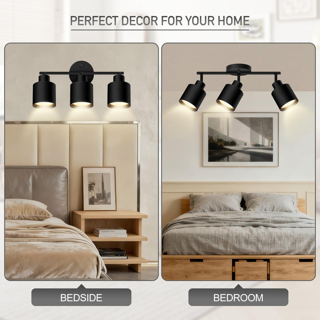 Led Track Lighting,Black Ceiling Lighting Fixtures,Wall Sconces Ceiling Spotlight with Foldable Light Arms