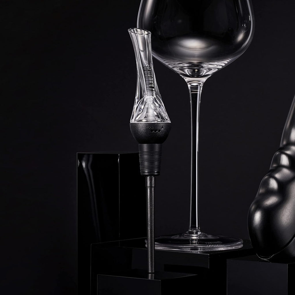 Wine Aerator Pourer - Premium Aerating Pourer and Decanter Spout (Black)
