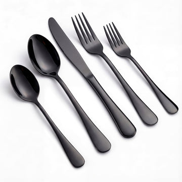 20 Piece Black Silverware Set, Stainless Steel Flatware Cutlery Set