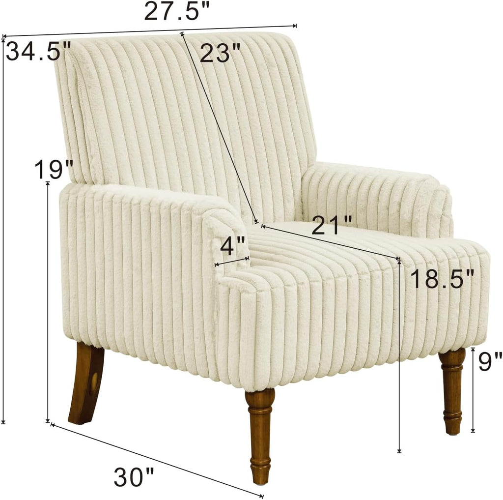 Accent Chair , Comfy Upholstered Mid-Century Reading Chair with Solid Wood Legs, Wide Singe Mid-Century Lounge Sofa