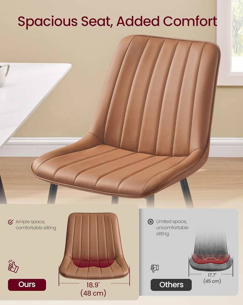 Dining Chairs Set of 4, Upholstered Kitchen Chairs, Synthetic Leather, Max. Load 264 lb, Steel Legs, Curved Backrest