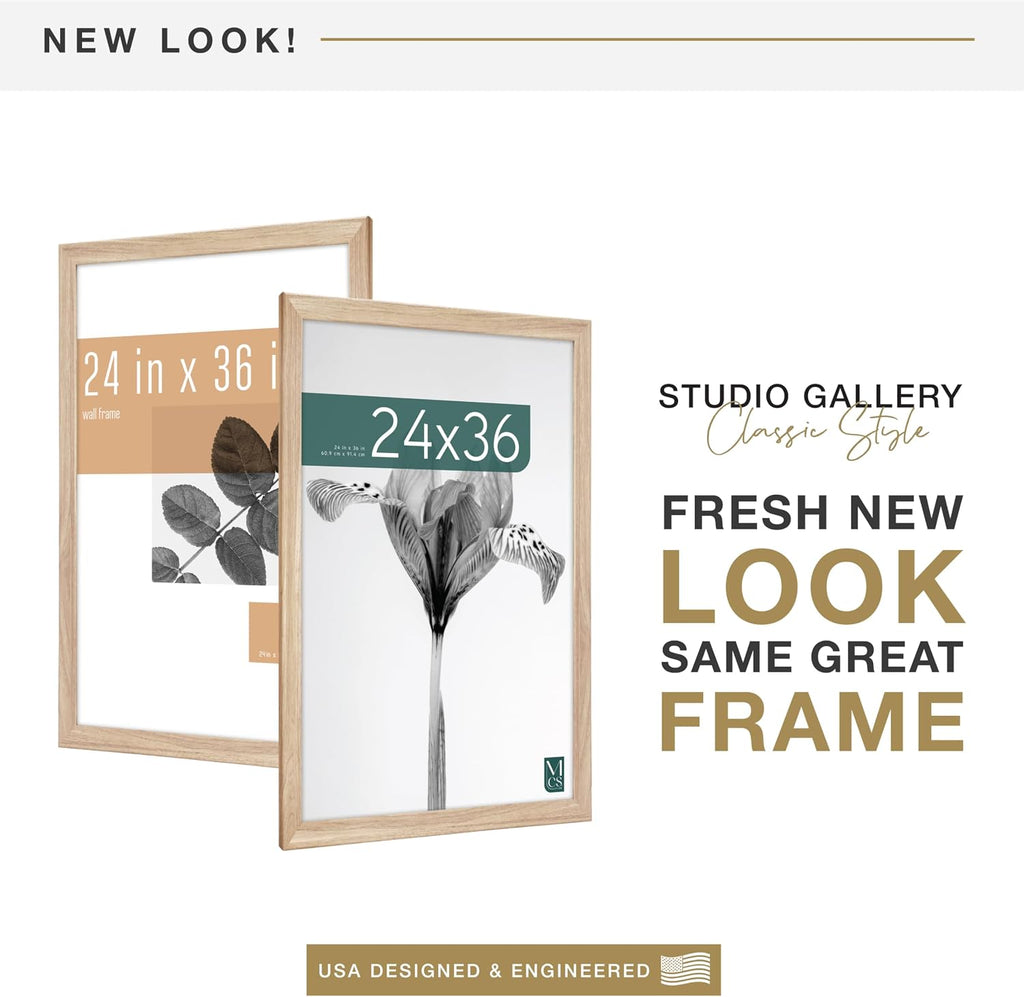 Studio Gallery Classic Poster Frame, 24x36, Natural Woodgrain | Studio Gallery Classic Poster Frame For Photos & Art