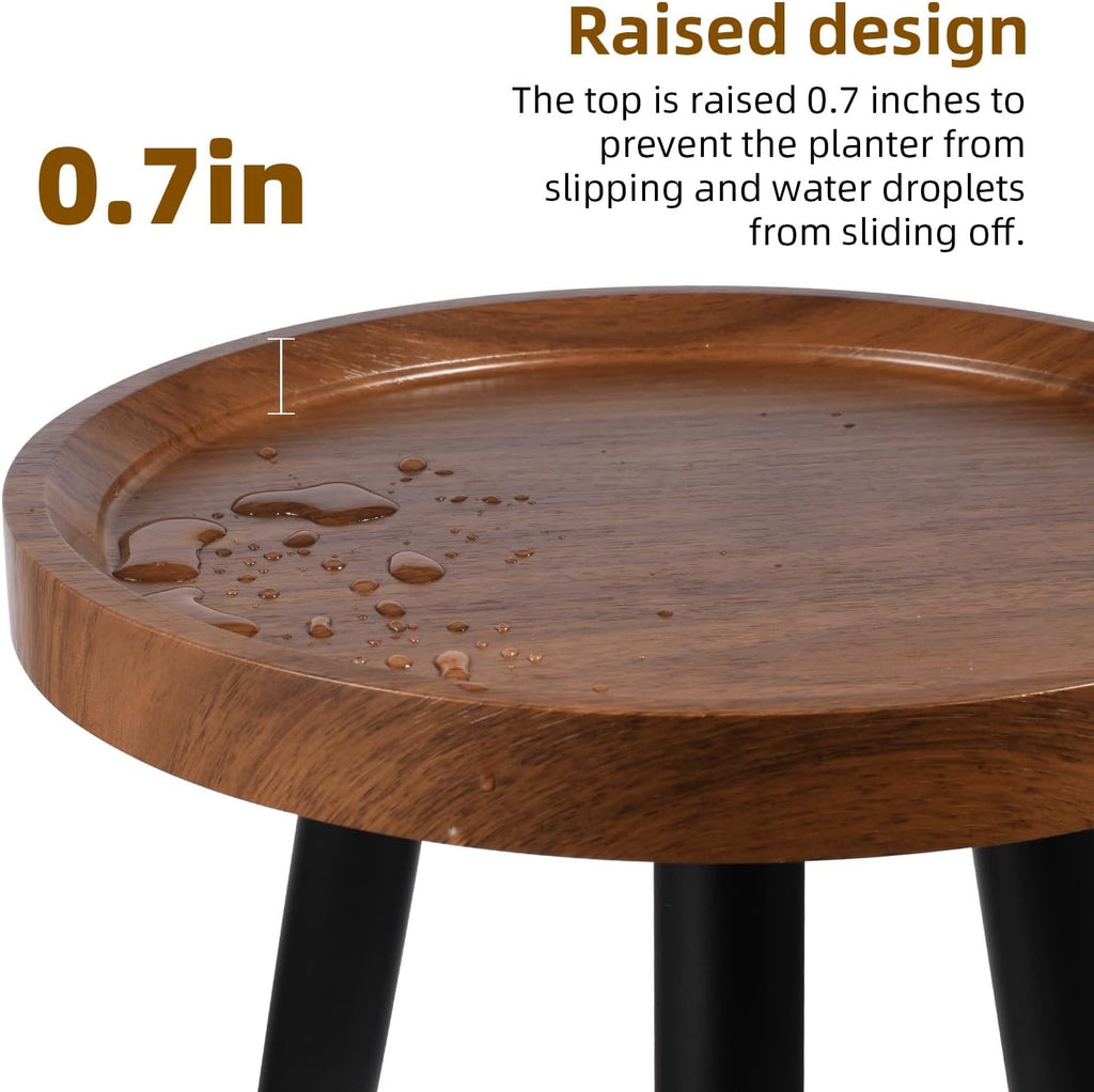 Indoor Plant Stand,Tall Stand with Raised Design(Walnut,12x10.8 in) | 2 Pack Wood Mid Century Plant Table in Walnut