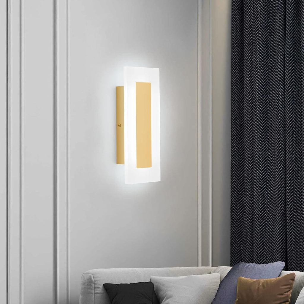 Modern LED Acrylic Gold Wall Sconce White Light 6000K for Bedroom Corridor Stairs Bathroom Indoor Lighting Fixture