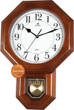 Traditional Schoolhouse Solid Wood Pendulum Wall Clock Chimes Hourly with Westminster Melody Chime Made in Taiwan (Dark Wood...