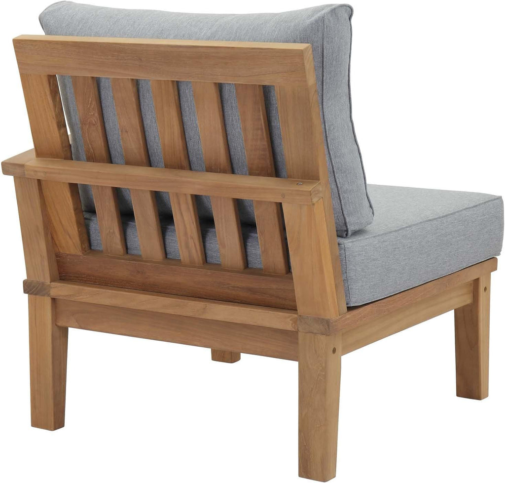Marina Premium Grade A Teak Wood Outdoor Patio Right-Facing Sofa in Natural Gray