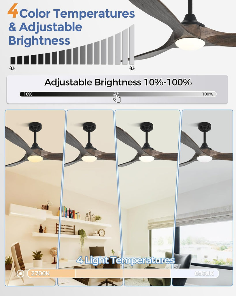60 inch Outdoor Ceiling Fans with Lights,Smart Wood Ceiling Fan for Alexa,Google & APP Control,Indoor/Outdoor