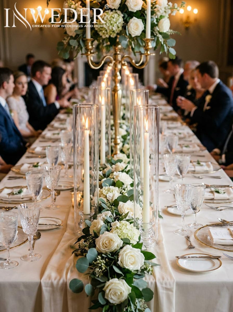 Hurricane Glass Candle Holders: 12" Tall Cylinder Cover Set of 6 | for 0.87" Taper, Windproof Chimney Cover, Clear