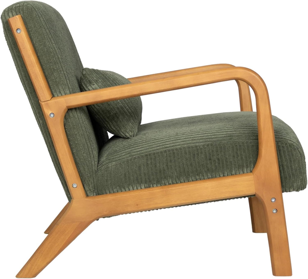 32" Plush Comfort Modern Mid-Century Tufted Armchair - Soft Fabric, Angled Back Legs & Accent Pillow s & Cozy Nooks