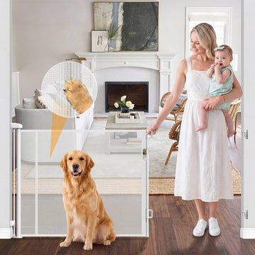 59" Wide Reinforced Retractable Baby Gate for Stairs/Doorways/Decks