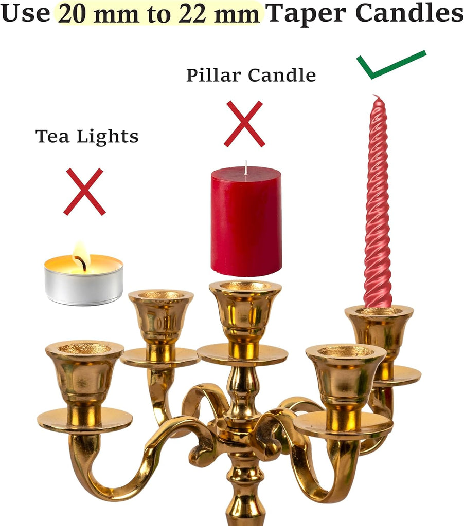 5 Arm Baby Candelabra Gold Glossy 8 Inch Taper Candle Holders Gothic Decorations Candlesticks Holder Home Decor