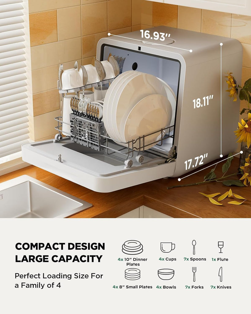 Portable Countertop Dishwasher with App Control