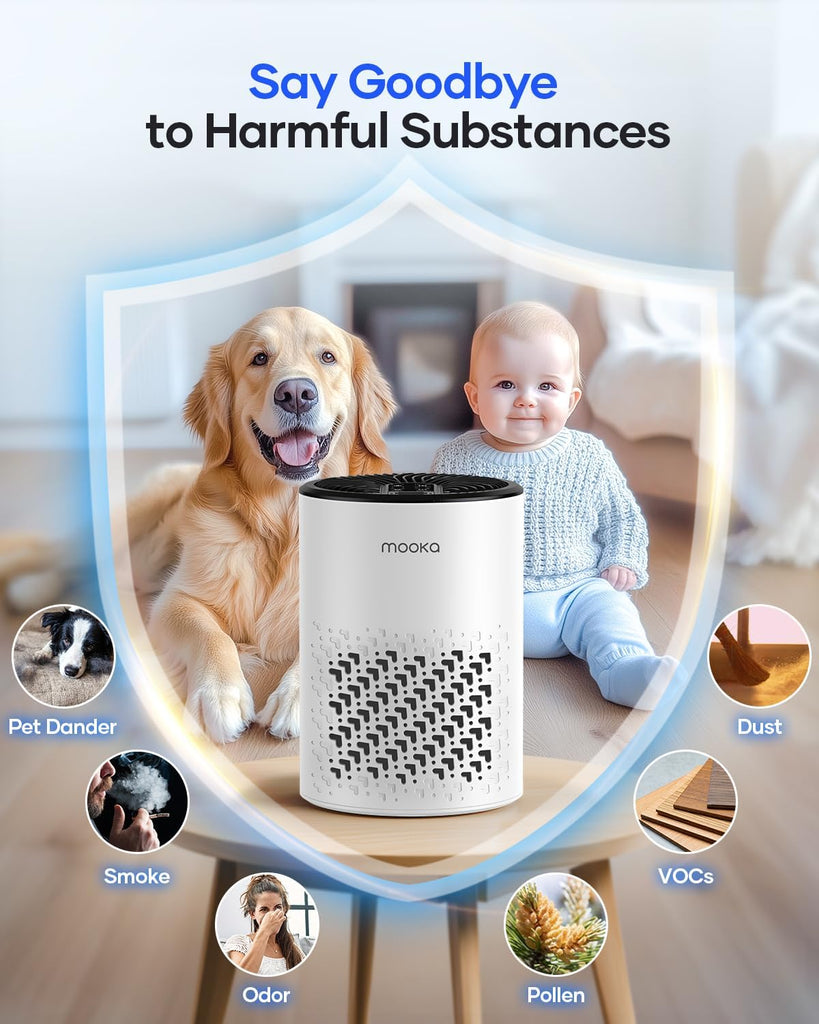 Air Purifiers for Bedroom Home, HEPA Air Purifier for Home Pets with Fragrance Sponge for Smoke Dust