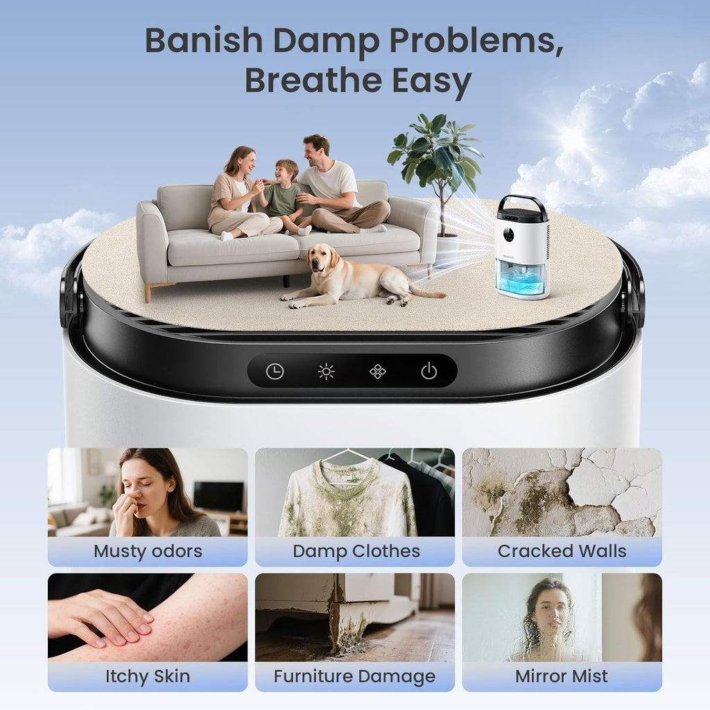 Dehumidifier for Home, 68 OZ Water Tank Dehumidifiers for Bathroom, Bedroom, Living room with, Auto Humidity Control
