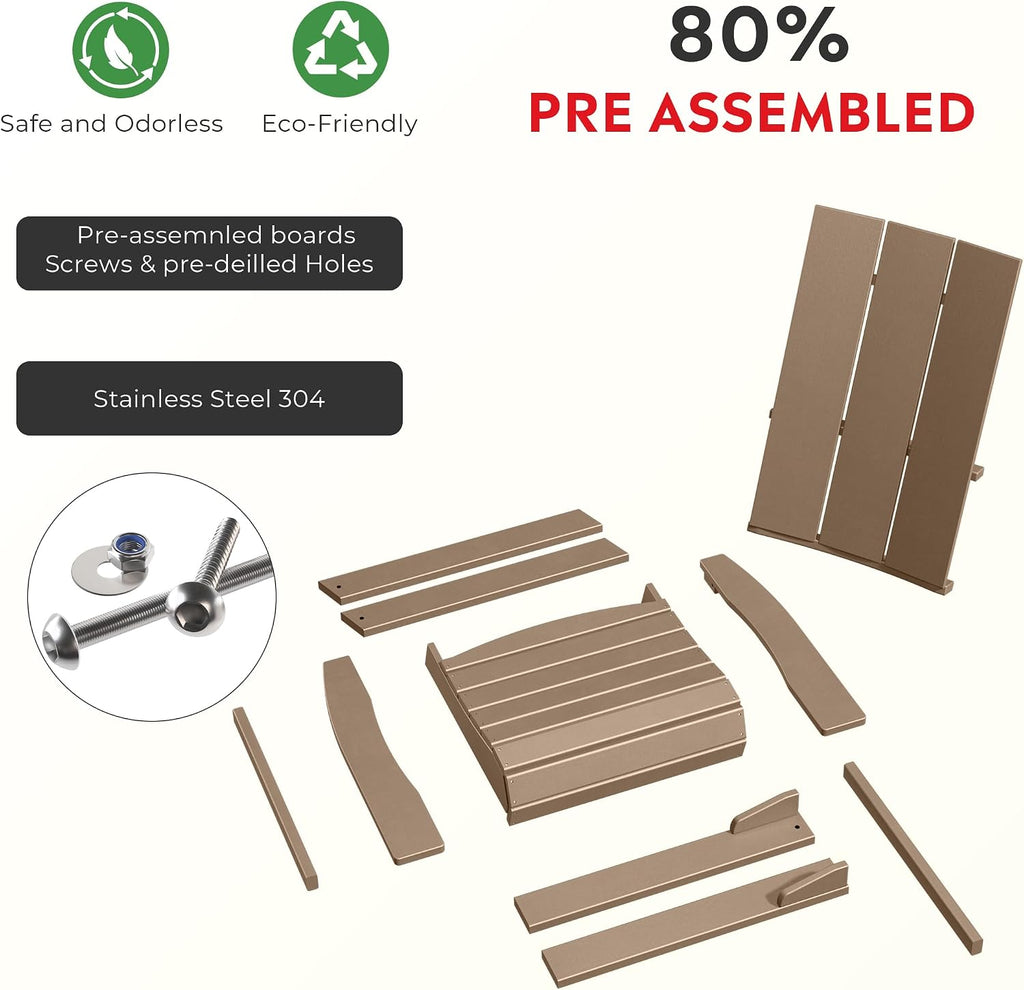 Fire Pit Chairs, Outdoor Chair HDPE Adirondack Chair, Modern Patio Porch Chair, Front Porch Backyard Deck Outside