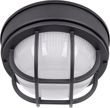 YoonLIT 8.0 inch Outdoor LED Bulkhead Light Fixture, Wall or Ceiling Flush Mount Waterproof, for Porch, Basement