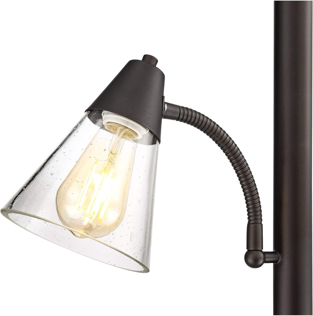 Warwick Industrial Torchiere Tree Floor Lamp LED 3-Light Edison 71.5" Tall Tiger Bronze Metal Clear Seedy Glass Shade