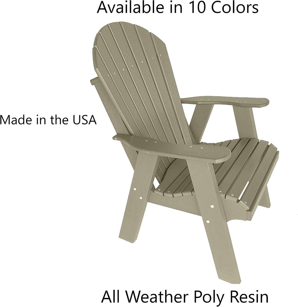 Upright Adirondack Chair - Faux Wood Adirondack - Poly Outdoor Furniture for Fire Pit Seating & Cab , Weatherwood
