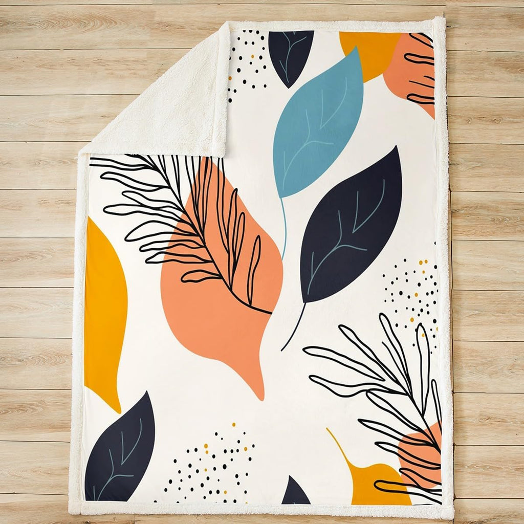 Polka Dot Printing Blankets,Abstract Palm Leaf Throw Blanket for Kids Girls Women Teens Room Decor,Modern Art Fleece