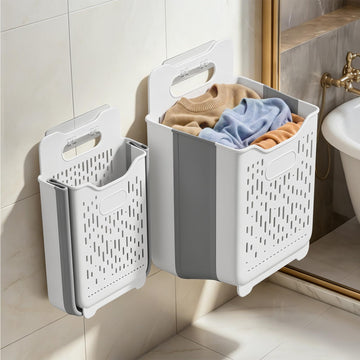 2 Pack Collapsible Laundry Basket with Handle, 18+45L (4.5+11Gal)
