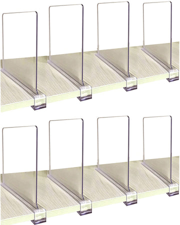 Shelf Dividers for Closets, 8PCS Clear Acrylic Shelf Divider for Wood Shelves and Clothes Organizer/Purses Separators