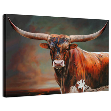 Western Longhorn Wall Art Cow Pictures Canvas Wall Decor Texas Cattle Artwork Rustic Farmhouse Animal Prints Living