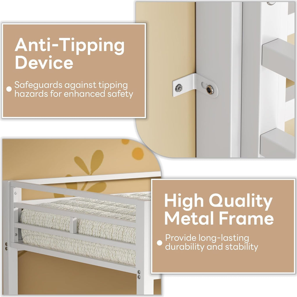 Bunk Bed, Triple Bunk beds with 2 Ladders, Bunk Beds Twin Over Twin Over Twin