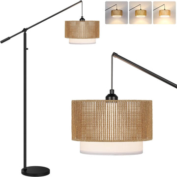 【Upgraded】Arc Dimmable Floor Lamps with Adjustable Swing Arm, 1100 Lumens Bulb Included