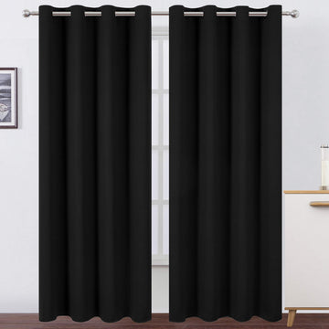 Black Thermal Blackout Curtains/52 x 95 Inch/Set of 2 Panels Room Darkening Curtains