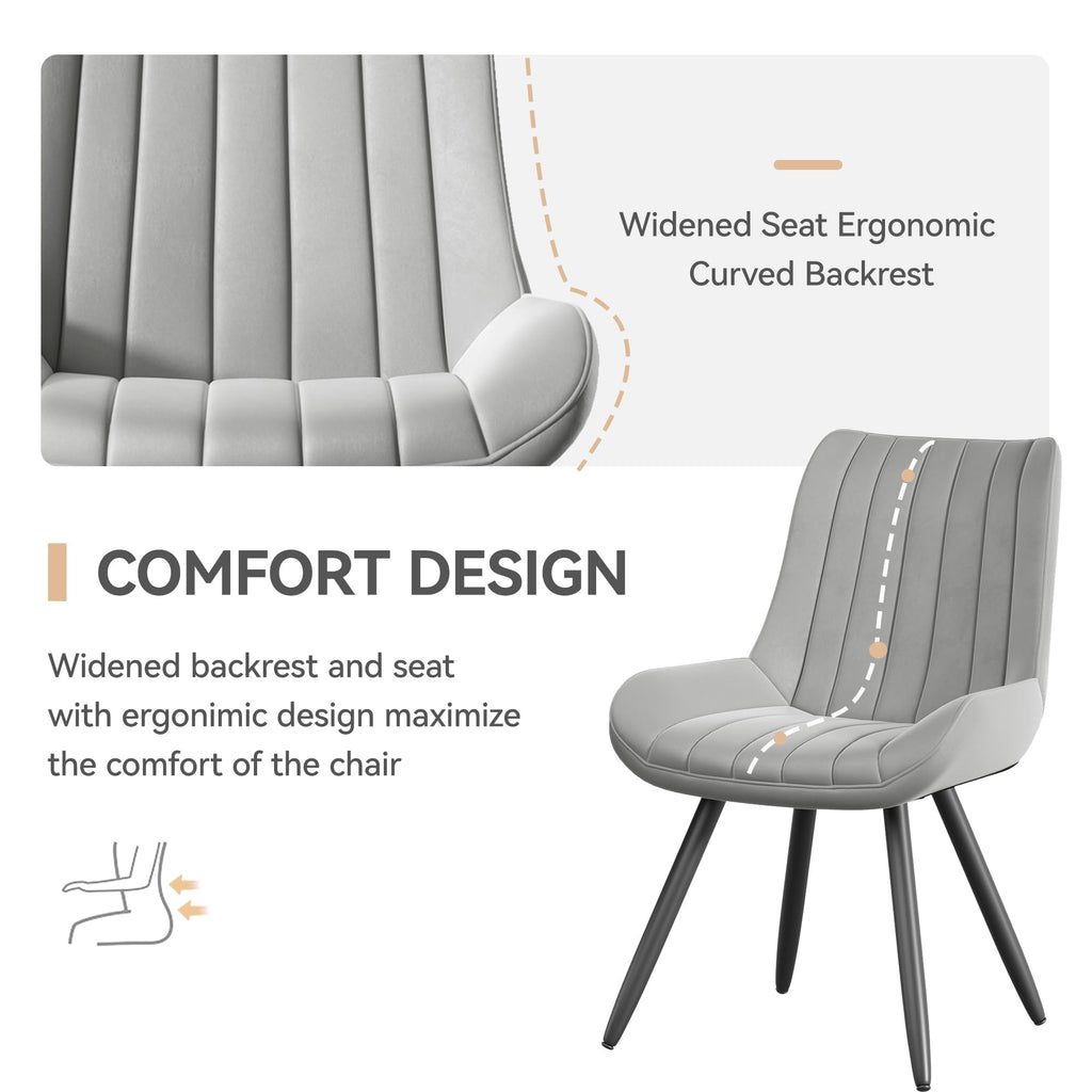 Dining Chairs Set of 6, Mid Century Modern Kitchen Chairs with Soft Cushion, Comfortable Upholstered Fabric Dining