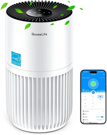 Mini Air Purifier for Bedroom, Smart Filter Air Purifier with App Alexa Control for Pet Hair, Odors,