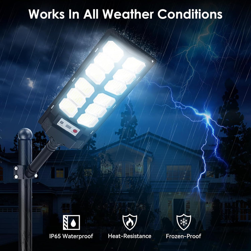 4-Pack Solar Street Lights Outdoor, 13000LM 6500K Waterproof LED Solar Flood Lights with Motion Sensor, Dusk to Dawn