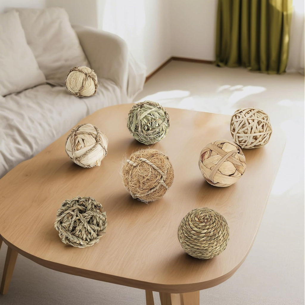8-Pack Rustic Wicker Decorative Balls for Bowls - Set of 8