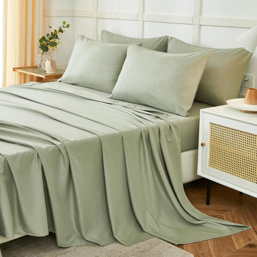 Sheets Set 6 Piece,Hotel Luxury Super Soft 1800 Series Microfiber Bed Sheets Set-Wrinkle Free