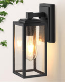 Outdoor Wall Lights, Porch Lights Outdoor Lantern, Black Waterproof Outdoor Light Fixtures Wall Mount with Seed Tempered Glass A123-B0C717X3DB