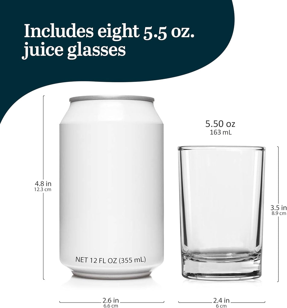 Fruit Juice Glasses, Heavy Base Glass Drinking Glasses Set of 8, Breakfast Juice Cups, Everyday Clear Drinking Glass