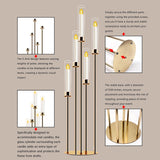 Gold 5-Arm Metal Cluster Taper Candelabra Candle Holders Includes Led Candles & Remote Control, Votive Pillar Candle