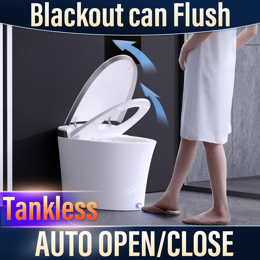 Luxury Smart Toilet with Auto Open/Close, Foam Dispenser, ADA Comfort Height Heated Seat, Warm Water/Dryer