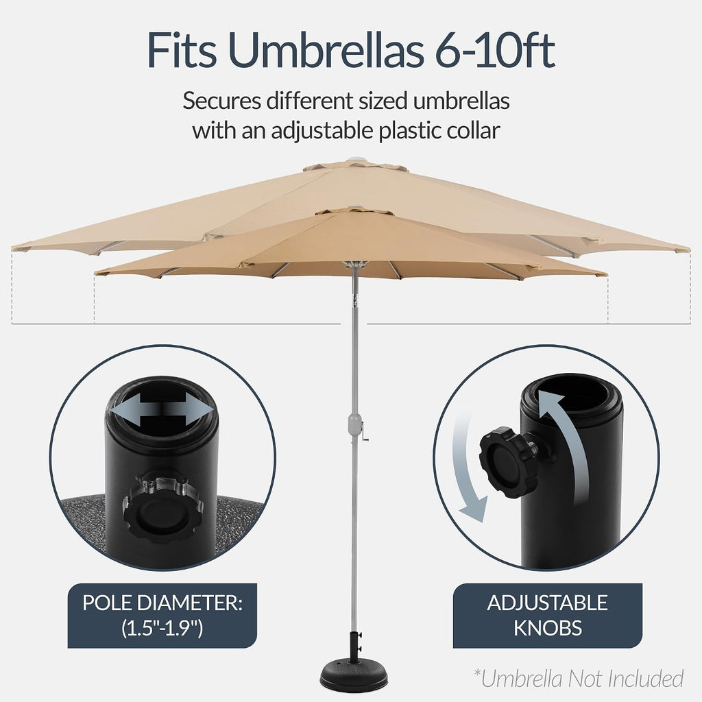 Fillable Umbrella Base Stand Round Dome Plastic Patio Umbrella Base Stand, Pole Holder w/ 55lbs Weight Capacity