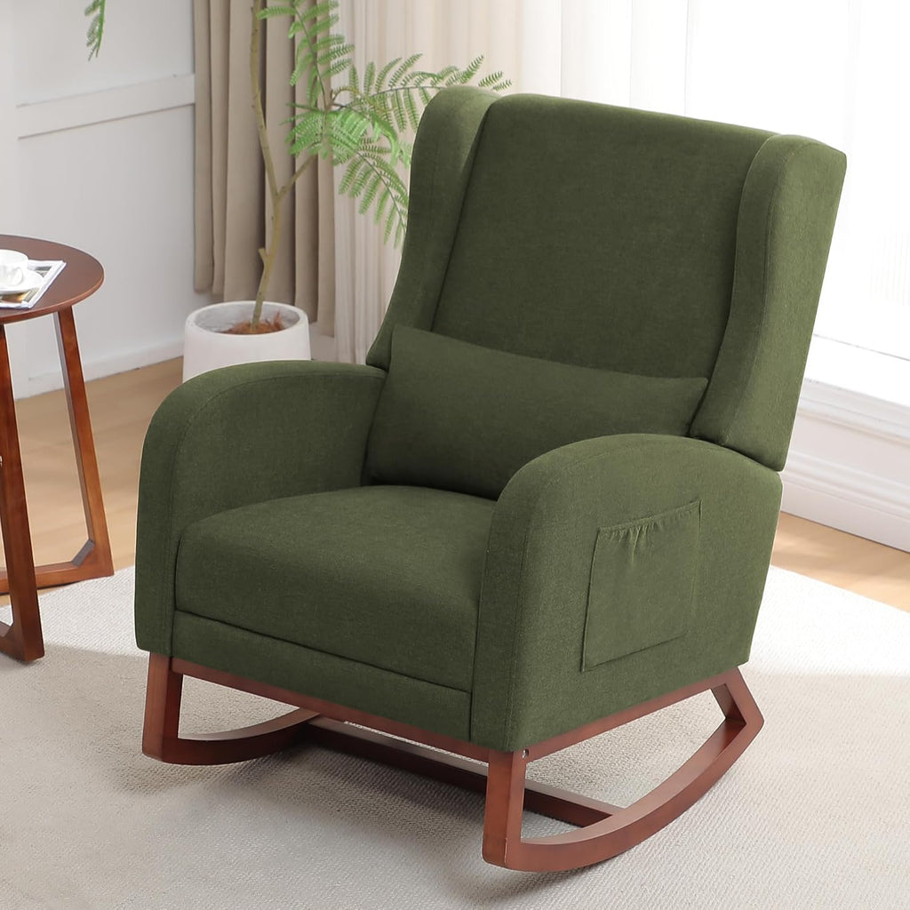 Rocking Chair Nursery, Nursery Rocking Chairs with Foot Rest, Comfy Glider Rocker Nursing Chair with Back Pillow for