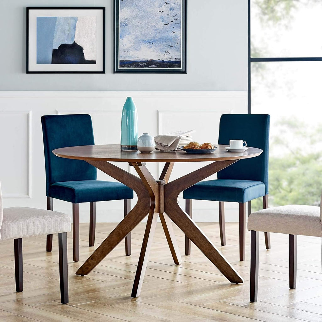Crossroads 47" Round Wood Dining Table, Walnut