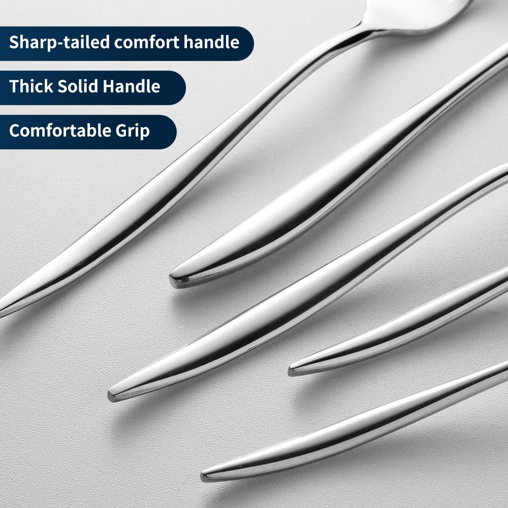Silverware Set For 8, 40-Piece Everyday Flatware Set, Service For 8, Premium 18/10 Stainless Steel, Heavy Duty