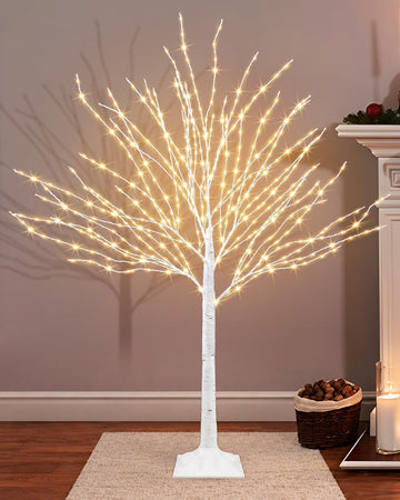 4 FT Lighted White Birch Tree with 432 LED Lights, 8 Modes & Timer