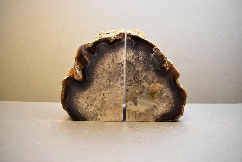 Agate Bookends, Large Bookends for Shelves, Non-Skid Bookend, Book Stopper for Books/Movies/Cds/Video Games, Book
