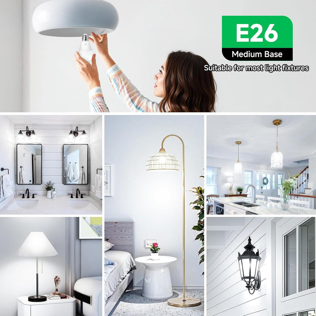 12-Pack A19 LED Light Bulbs, 100 Watt Equivalent LED Bulb, 5000K Daylight White, 1100 Lumens, E26 Medium Base, CRI