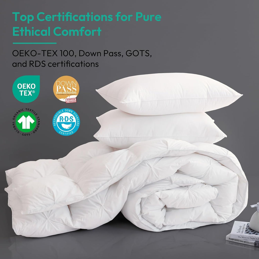 Queen Pinch Pleat Duck Feather Down Fiber Comforter